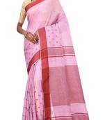Light Pink Woven Pure Bhagalpuri Linen Saree With Blouse
