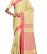 Light Green Woven Pure Bhagalpuri Linen Saree With Blouse