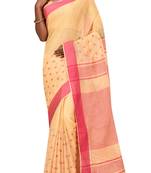 Light Orange Woven Pure Bhagalpuri Linen Saree With Blouse