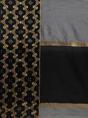 Grey woven silk blend saree with blouse 4