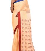 Light Orange Woven Pure Bhagalpuri Linen Saree With Blouse