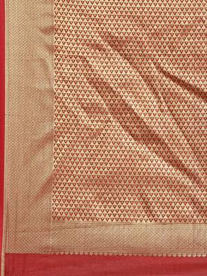 Royal blue woven silk blend saree with blouse 4