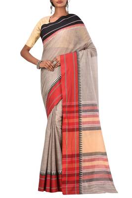 Light Grey Bengal Handloom Pure Cotton Saree Without Blouse 1