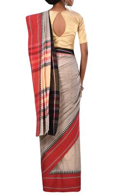 Light Grey Bengal Handloom Pure Cotton Saree Without Blouse 3