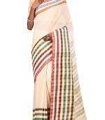 Off White Bengal Handloom Pure Cotton Saree Without Blouse