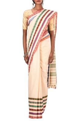 Off White Bengal Handloom Pure Cotton Saree Without Blouse 2