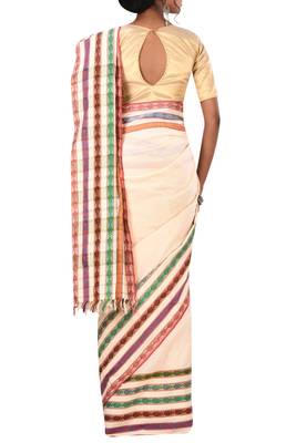 Off White Bengal Handloom Pure Cotton Saree Without Blouse 3