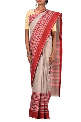 Light Grey Pure Bhagalpuri Linen Saree With Blouse 2
