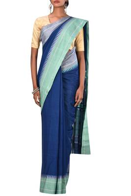 Royal Blue Bengal Handloom Pure Cotton Saree Without Blouse 2