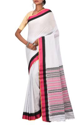Light Blue Bengal Handloom Pure Cotton Saree With Blouse 1