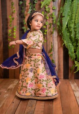 Peach Brocade Ghagra 1