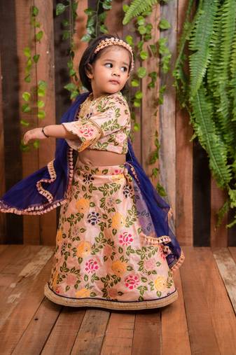 Peach Brocade Ghagra