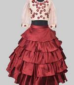 3 D Wine Ghaghra Set