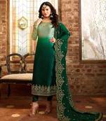 Dark-green embroidered satin salwar