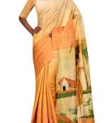 Mustard Chhattisgarh Pure Silk Hand Painted Saree With Blouse