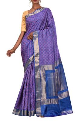 Purple Chhattisgarh Handloom Pure Tussar Silk Saree With Blouse 1