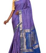 Purple Chhattisgarh Handloom Pure Tussar Silk Saree With Blouse