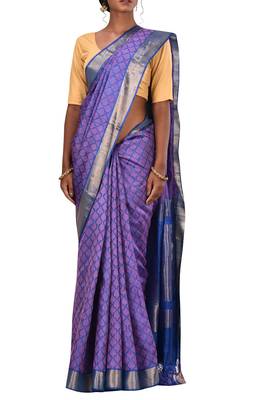 Purple Chhattisgarh Handloom Pure Tussar Silk Saree With Blouse 2