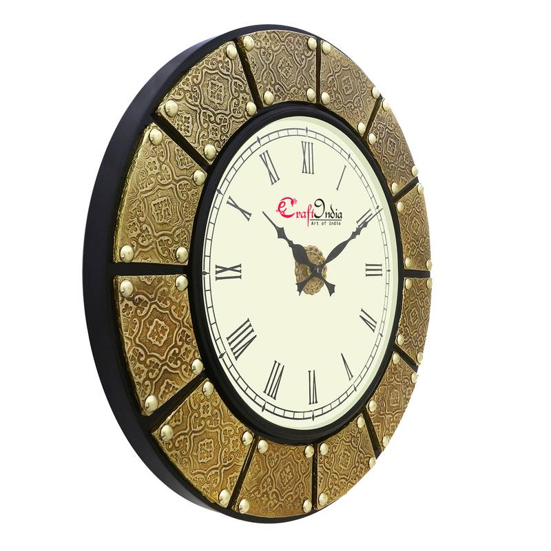 Wooden Analog Round Premium Handcrafted Wall Clock - eCraftIndia - 3082108