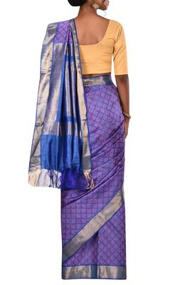 Purple Chhattisgarh Handloom Pure Tussar Silk Saree With Blouse 3