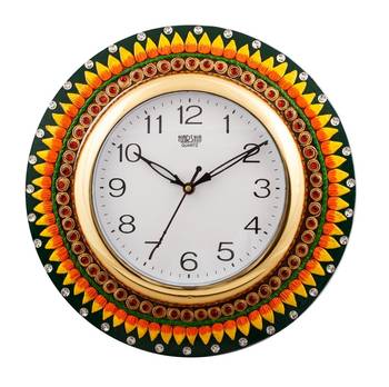 Subtle Vibrant Papier-Mache Wooden Handcrafted Wall Clock 1