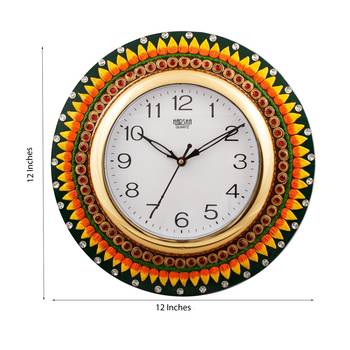 Subtle Vibrant Papier-Mache Wooden Handcrafted Wall Clock 3
