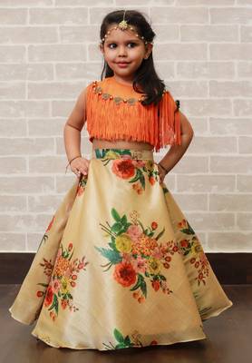 Orange Fringe Lehnga 1