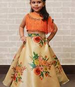 Orange Fringe Lehnga