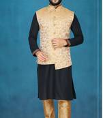 Black plain raw silk kurta pajama
