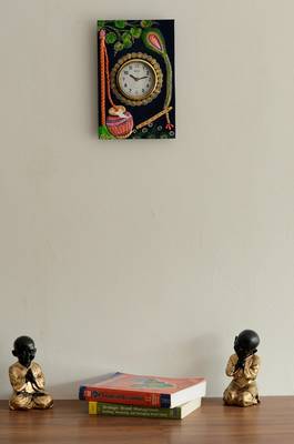 Wooden Papier Mache Matki Design Artistic Handcrafted Wall Clock 2
