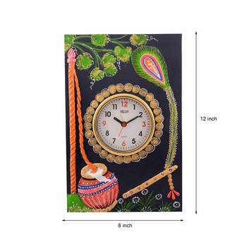 Wooden Papier Mache Matki Design Artistic Handcrafted Wall Clock 3