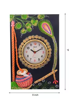 Wooden Papier Mache Matki Design Artistic Handcrafted Wall Clock