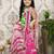 Green Pink Tie n Dye pom pom Lehenga Set