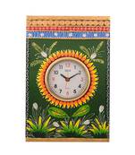 Wooden Papier Mache Green Leaves Artistic Handcrafted Wall Clock