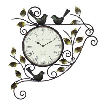 Leafs and Birds Design Handcrafted Iron Wall Clock 1