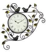 Leafs and Birds Design Handcrafted Iron Wall Clock