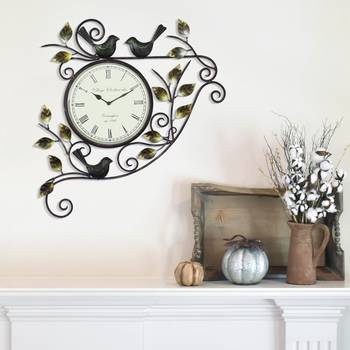 Leafs and Birds Design Handcrafted Iron Wall Clock 2