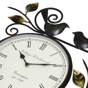 Leafs and Birds Design Handcrafted Iron Wall Clock 4