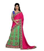 Pink Embroidered Jacquard Saree With Blouse