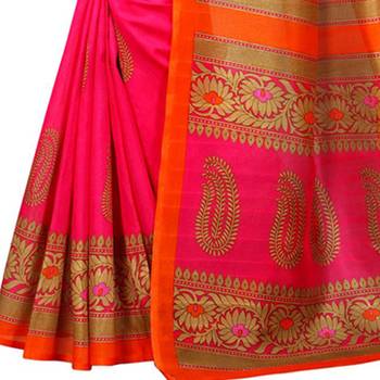 Multicolor Printed Art Silk Saree With Blouse 4