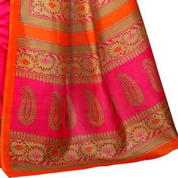 Multicolor Printed Art Silk Saree With Blouse 5