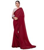 Maroon Printed Chiffon Saree With Blouse