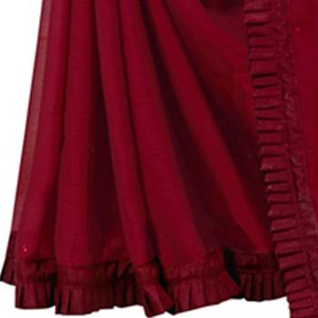 Maroon Printed Chiffon Saree With Blouse 3