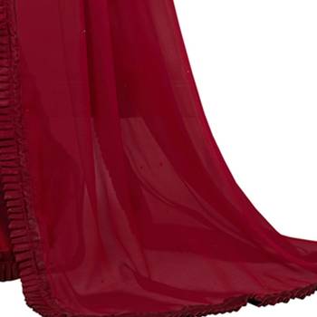 Maroon Printed Chiffon Saree With Blouse 4