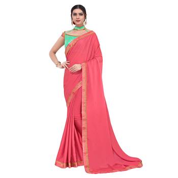 Pink Printed Art Silk Saree With Blouse 1
