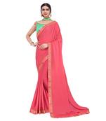 Pink Printed Art Silk Saree With Blouse