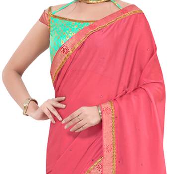 Pink Printed Art Silk Saree With Blouse 2