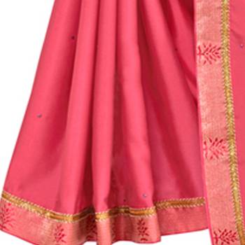Pink Printed Art Silk Saree With Blouse 3