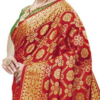 Red Woven Chanderi Silk Saree With Blouse 3