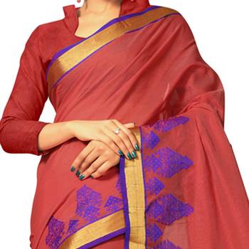 Orange Woven Cotton Silk Saree With Blouse 2